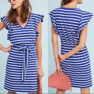 Anthro Dolan | Flutter Sleeve Striped Cotton Dress